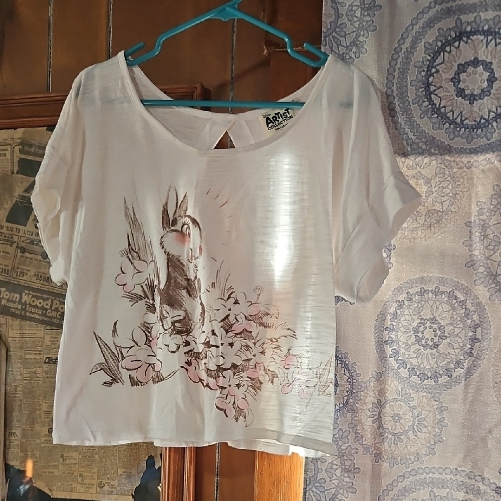 Disney White Floral Bunny Women's Tee